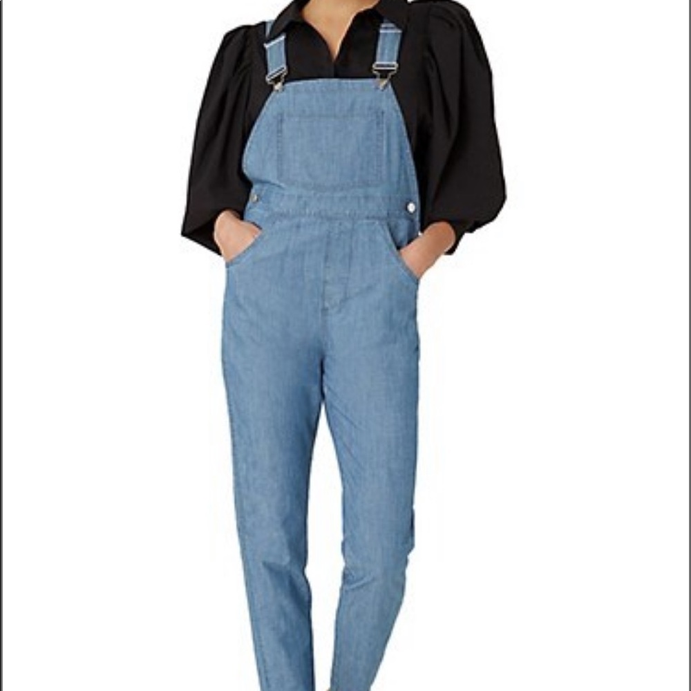 Weworewhat NWOT blue linen overalls size small